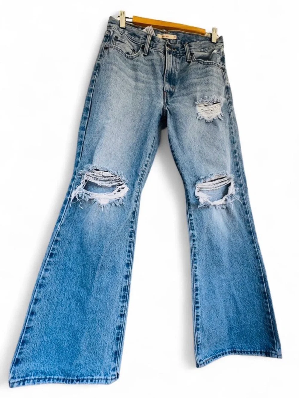 Levi’s Baggy Boot Jeans Distressed Light‎ Wash Y2K Skater Wide Leg 27 relaxed